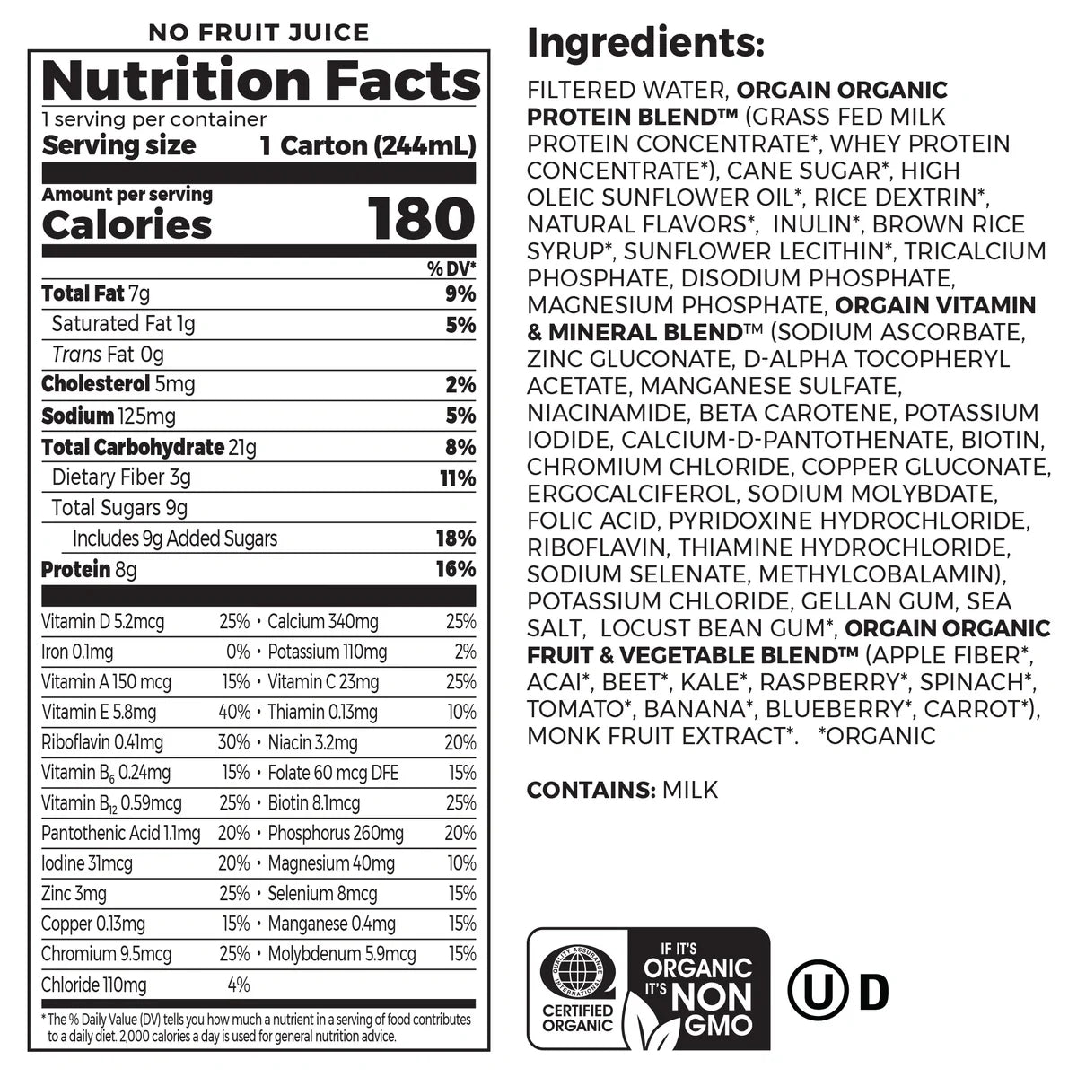 Kids Protein Organic Nutrition Shake - Vanilla