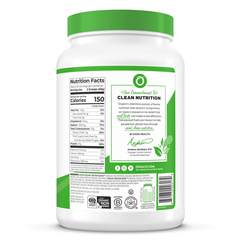 Organic Protein™ Plant Based Protein Powder - Creamy Chocolate Fudge
