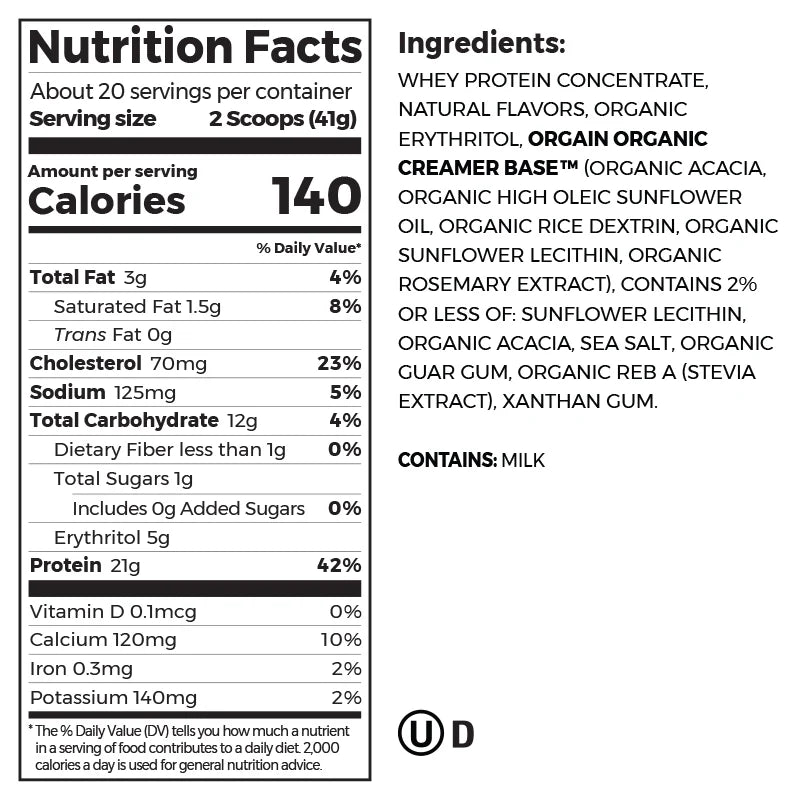 Grass Fed Whey Protein Powder - Vanilla Bean