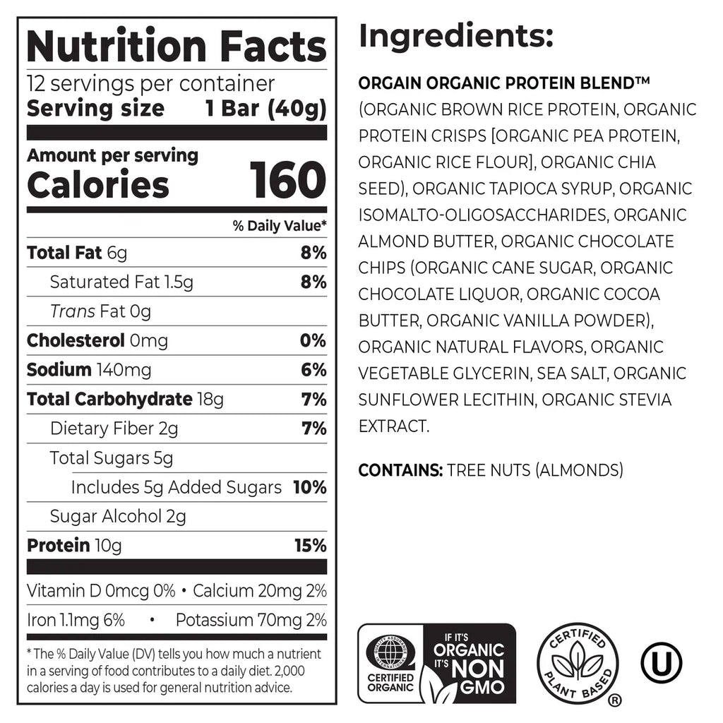 Organic Protein Bar - Chocolate Chip Cookie Dough