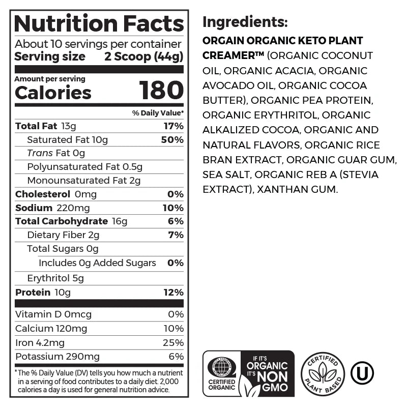 Keto Plant Protein™ Organic Keto-genic Protein Powder - Chocolate