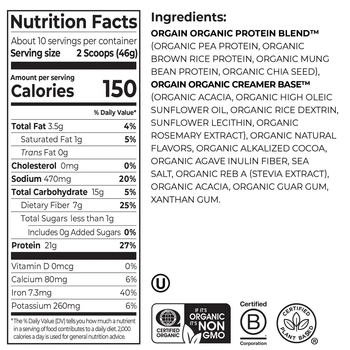 Organic Protein™ Plant Based Protein Powder - Chocolate Caramel Sea Salt