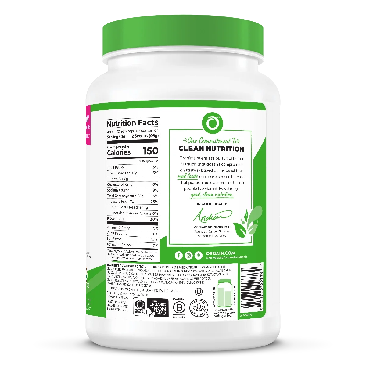 Organic Protein™ Plant Based Protein Powder - Iced Coffee
